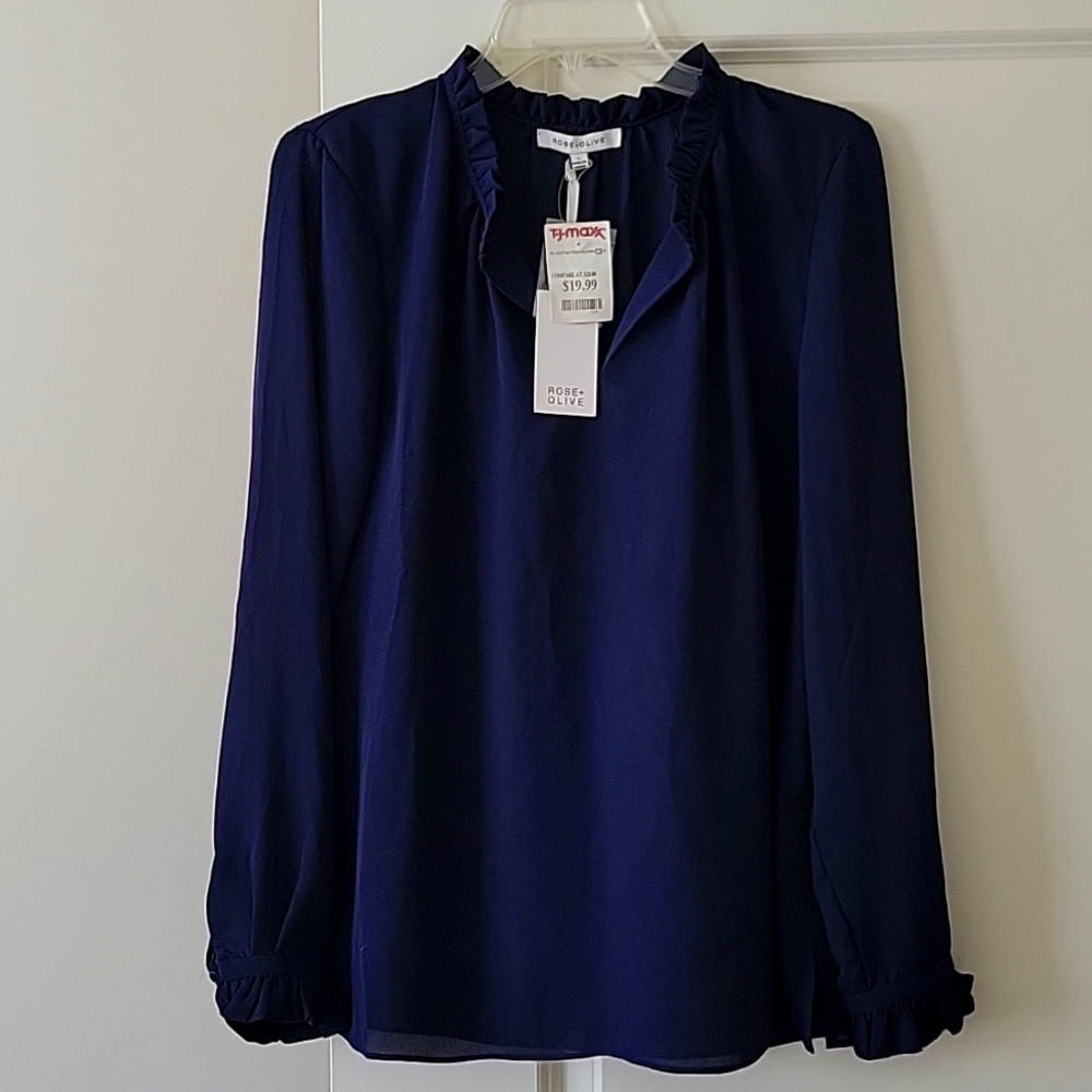 Womens ruffle neck and sleeve top